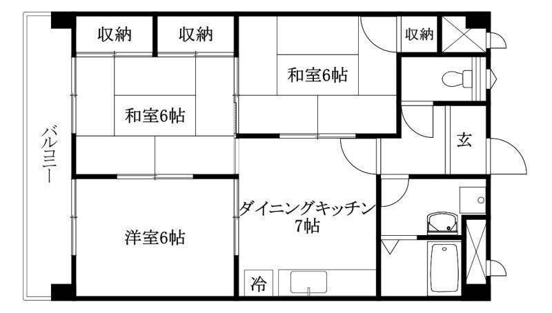 松山市小栗のマンションの間取り