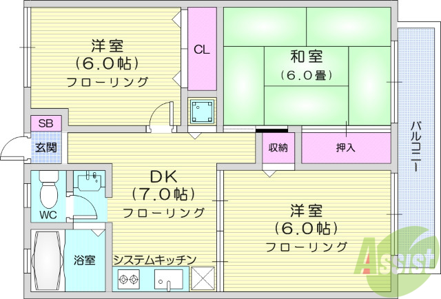 トゥインクルコート大手町の間取り