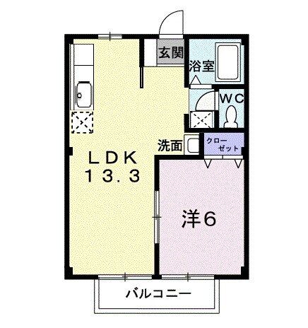 岡山市東区楢原のアパートの間取り