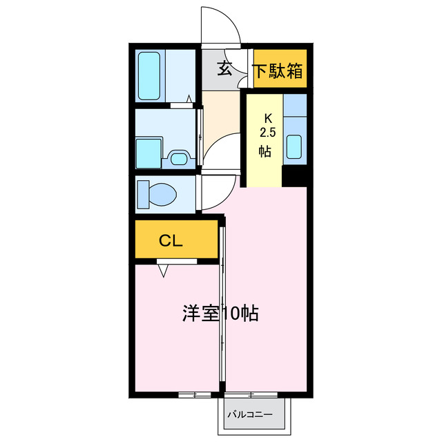 蒲郡市竹谷町のアパートの間取り