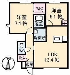 高松市中間町のアパートの間取り