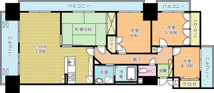 シャトレ大手町Ｓ棟の間取り