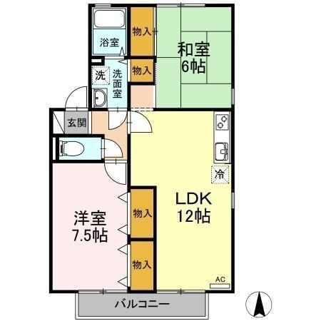 徳島市勝占町のアパートの間取り