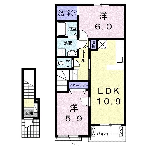 【遠田郡美里町関根のアパートの間取り】