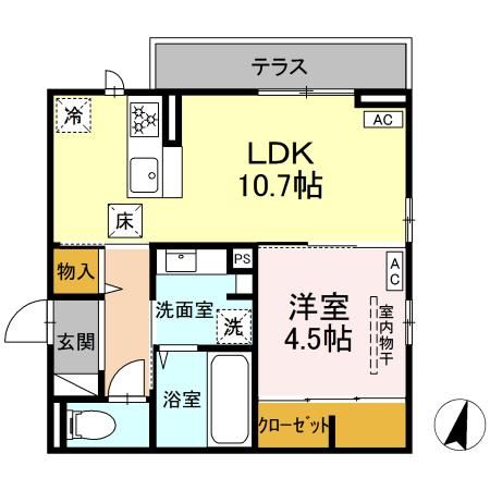 【（仮）D-ROOM富沢西4丁目PJ　Bの間取り】