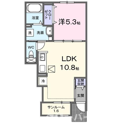 丸亀市山北町のアパートの間取り