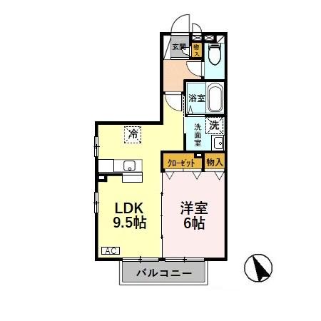 富山市下新北町のアパートの間取り