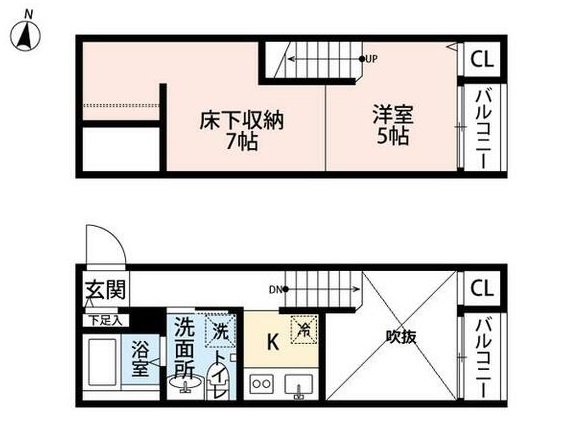 熊本市中央区南熊本のアパートの間取り