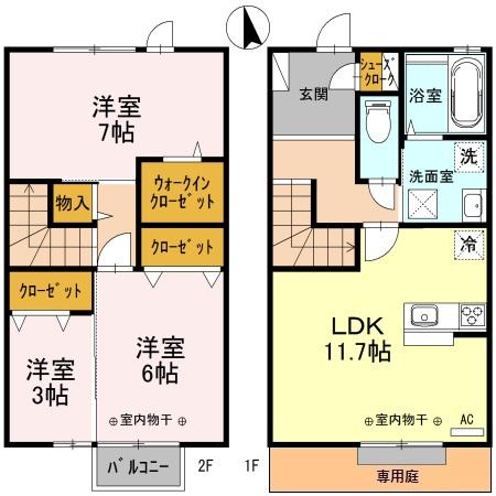 高岡市出来田のアパートの間取り