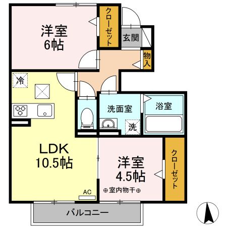 ハウス堅田　A棟の間取り