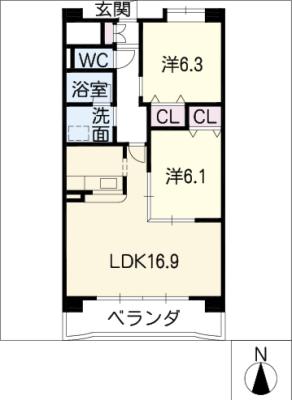 ＷＥＳＴ　ＷＯＯＤ　１ｓｔの間取り