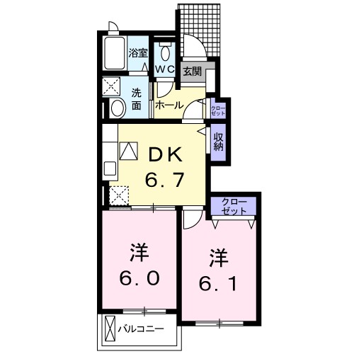 出雲市小山町のアパートの間取り