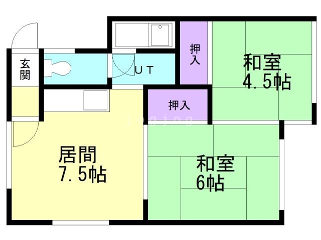 札幌市手稲区西宮の沢四条のアパートの間取り