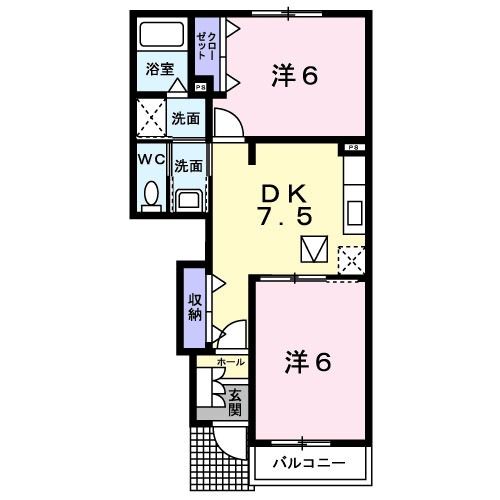 長岡市曲新町のアパートの間取り