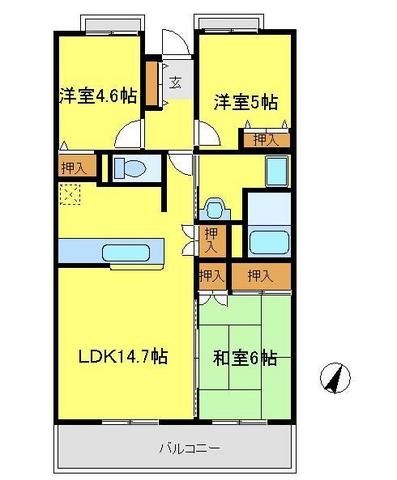 日高市大字鹿山のマンションの間取り