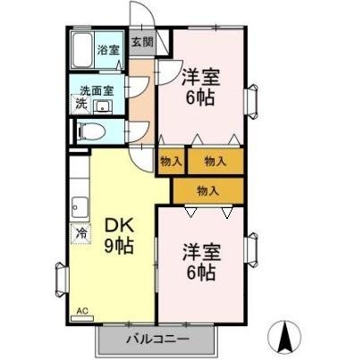 多摩市山王下のアパートの間取り