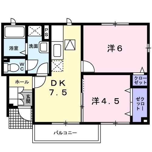 八代市鏡町内田のアパートの間取り