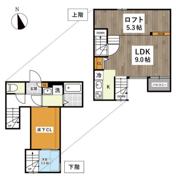 熊本市中央区薬園町のアパートの間取り