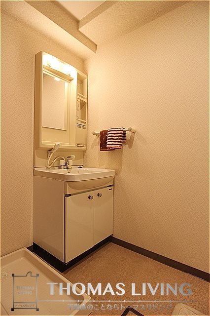 洗面設備　シャワー付きの独立洗面台です。