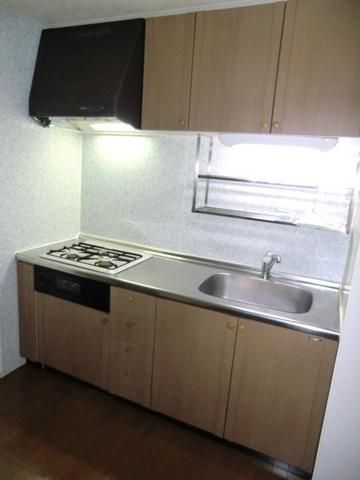 キッチン　グリル付き３口ガスシステムキッチン