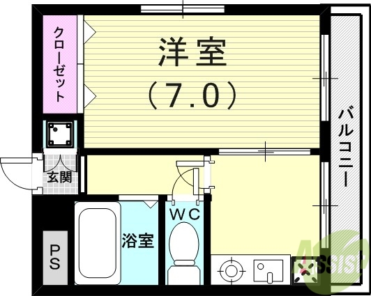 神戸市須磨区飛松町のマンションの間取り