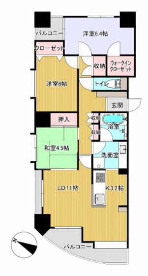 広島市中区宝町のマンションの間取り