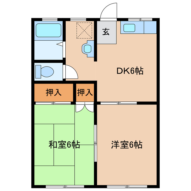 【都城市年見町のアパートの間取り】