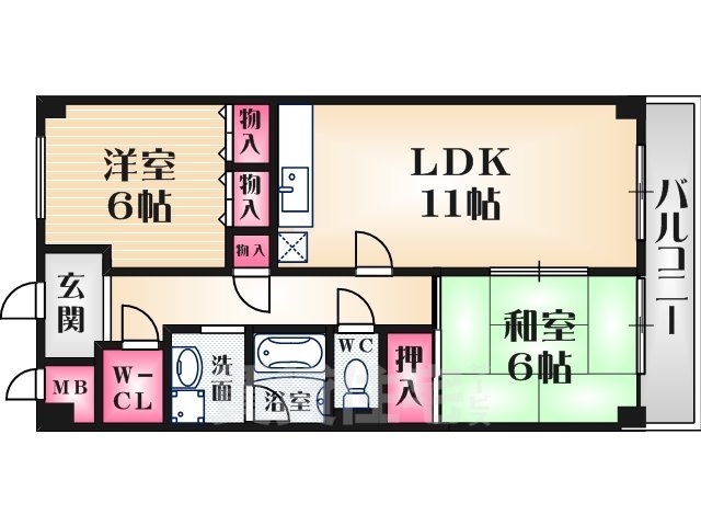 尼崎市口田中のマンションの間取り