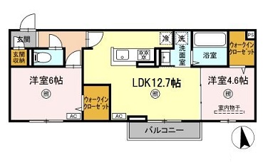 広島市安佐北区三入のアパートの間取り