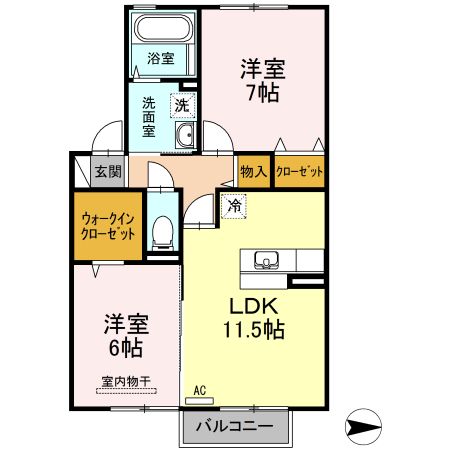 サンディーア　A棟の間取り