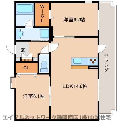 静岡市駿河区有東のマンションの間取り