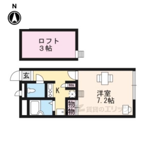 京都市左京区岩倉中河原町のアパートの間取り