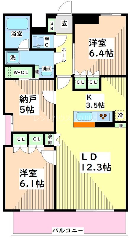 【昭島市中神町のマンションの間取り】