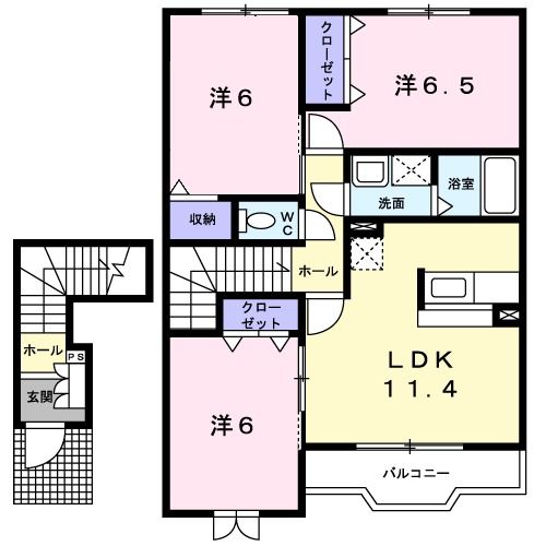 宇部市大字東須恵のアパートの間取り