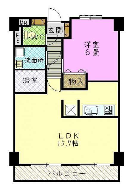 古河市本町のマンションの間取り