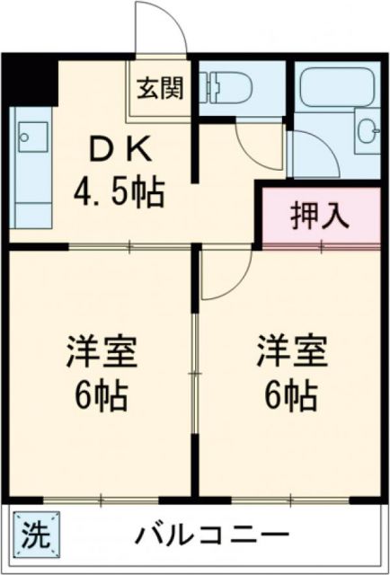 京都市右京区梅津中倉町のマンションの間取り