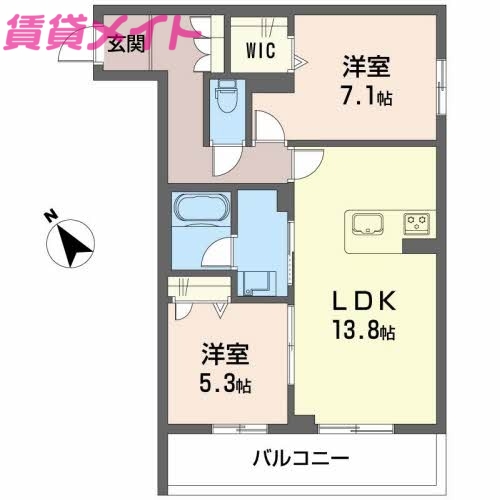 四日市市羽津町のマンションの間取り