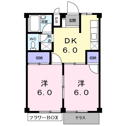 熊本市北区西梶尾町のアパートの間取り