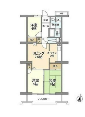 大和市中央林間のマンションの間取り