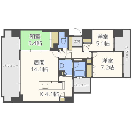 札幌市白石区菊水三条のマンションの間取り