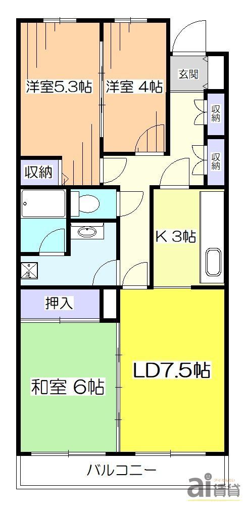 東大和市南街のマンションの間取り