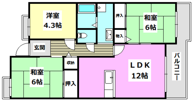 【箕面市小野原東のマンションの間取り】