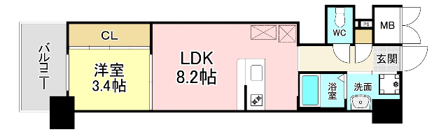 北九州市門司区高田のマンションの間取り