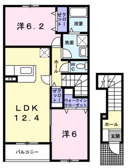 安芸郡熊野町出来庭のアパートの間取り