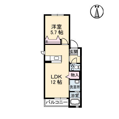 津山市上河原のアパートの間取り