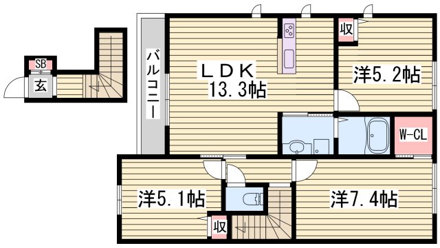 ハイツ熊見V　A棟の間取り