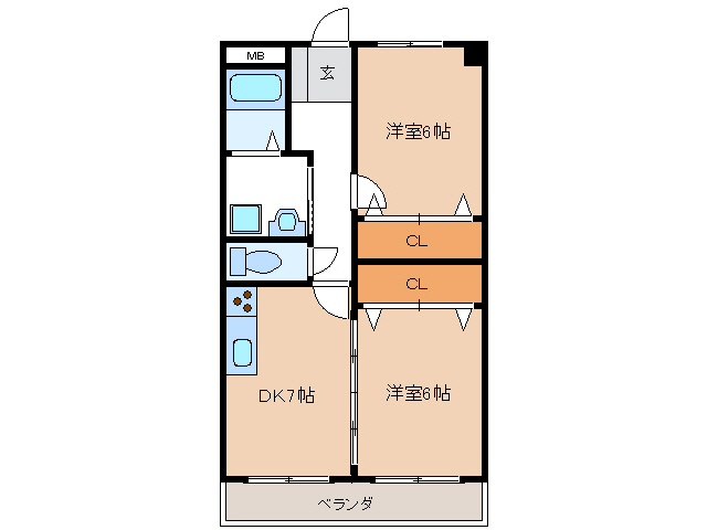 各務原市鵜沼三ツ池町のマンションの間取り