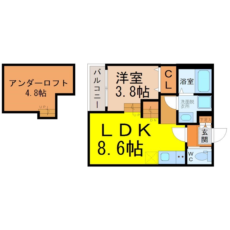 名古屋市緑区曽根のアパートの間取り