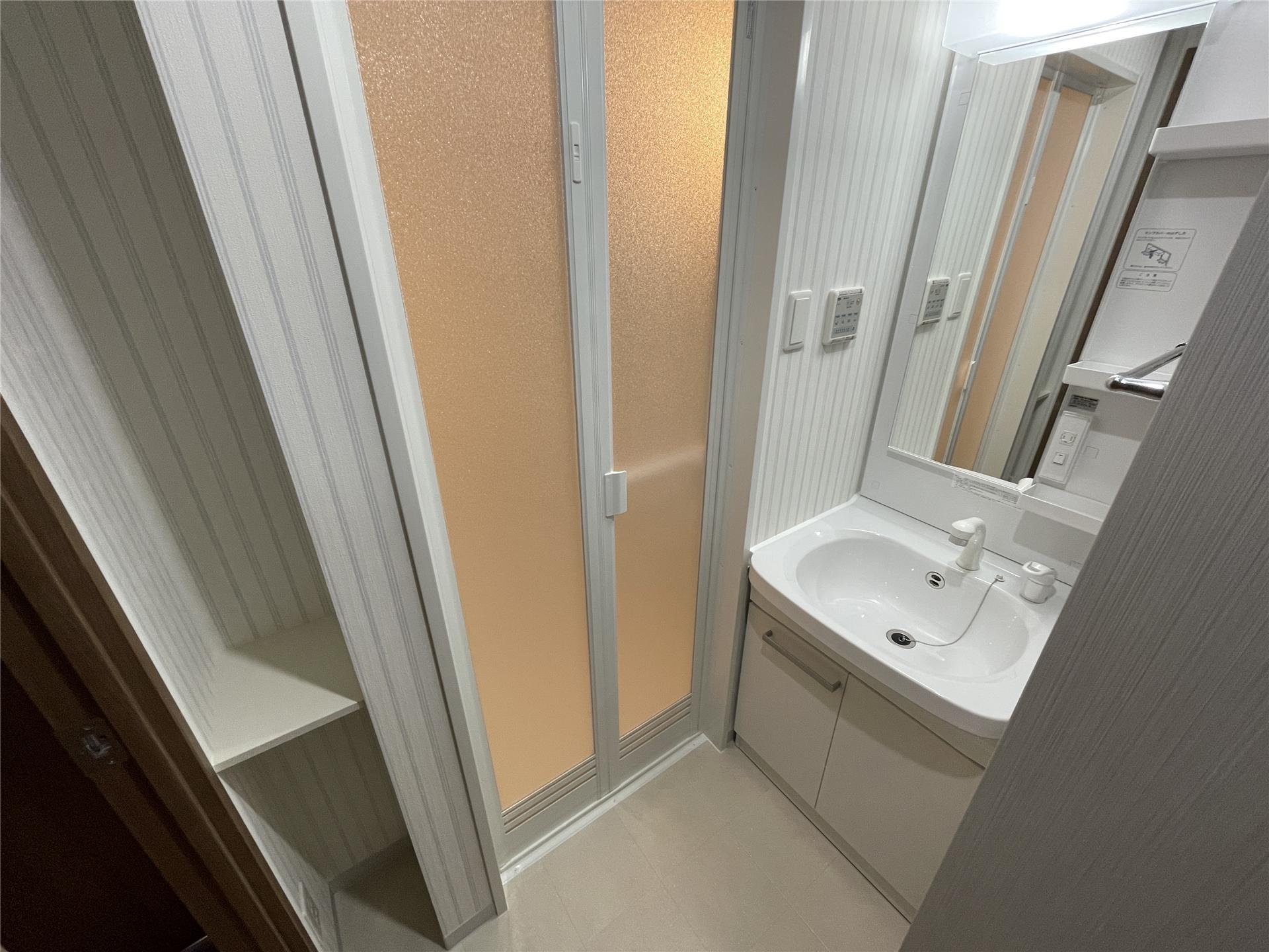 洗面設備　朝の準備が捗るシャンプードレッサー付きです