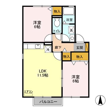 パークヒル白羽A棟の間取り